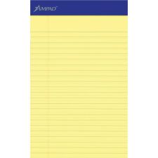 Ampad Perforated Ruled Pads - 50 Sheets - Stapled - 0.28" Ruled - 5"x8" Sheet Size - Dark Blue Binding - 20204