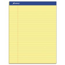 Ampad Perforated Writing Pads, Wide/Legal Rule, 50 Canary Yellow 8.5 x 11.75 Sheets, Dozen