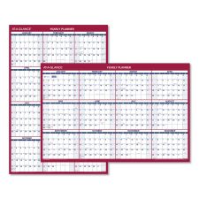 AT-A-GLANCE Erasable Vertical/Horizontal Wall Planner, 24 x 36, White/Blue/Red Sheets, 12-Month (Jan to Dec): 2026