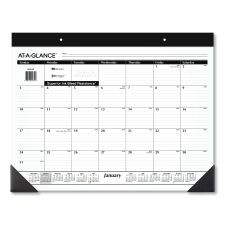 AT-A-GLANCE Monthly Refillable Desk Pad, 22 x 17, White Sheets, Black Binding, Black Corners, 12-Month (Jan to Dec): 2026