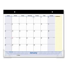 AT-A-GLANCE QuickNotes Desk Pad, 22 x 17, White/Blue/Yellow Sheets, Black Binding, Clear Corners, 13-Month: Jan 2026 to Jan 2027