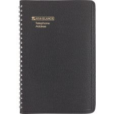 AT-A-GLANCE Telephone/Address Book, 4 7/8" x 8", Black