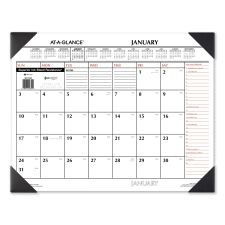 AT-A-GLANCE Two-Color Monthly Desk Pad Calendar, 21.75 x 17, White Sheets, Black Corners, 12-Month (Jan to Dec): 2026