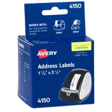 Avery Direct Thermal Roll Labels, 4150, Rectanlge, 1-1/8" x 3-1/2", White, 130 Labels Per Roll, Box Of 2 Rolls