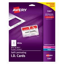 Avery Laminated I.D. Cards, Box Of 30