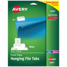 Avery Printable Hanging File Folder Tabs, 1/5 Cut, White, Pack of 90 (5567)