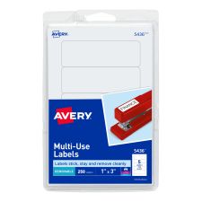 Avery Removable Labels, 5436, Rectangle, 1" x 3", White, Pack Of 250