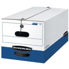 Bankers Box Liberty FastFold Medium-Duty Storage Boxes, Letter Size, 24" x 12" x 10", White/Blue, Case Of 12 - 00011