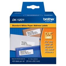 Brother DK-1201 Standard Address Labels, DK1201, 3 1/2" x 1 1/2", White, Pack Of 400
