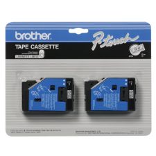 Brother TC-10 Black-On-Clear Tapes, 0.5" x 25', Pack Of 2
