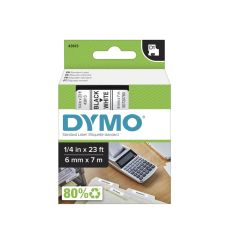 DYMO D1 43613 Black-On-White Tape, 0.25" x 23'