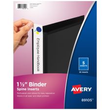 Avery Binder Spine Inserts, 89105, For 1/2" Ring Binders With 2.1" Spine Width, White, Pack Of 25