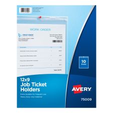 Avery Heavyweight Clear Job Ticket Holder, Top Load 9 x 12 Insert, Clear Front, 10/Pack