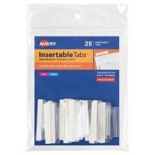 Avery Insertable Self-Adhesive Index Tabs With Printable Inserts, 1.5", Clear, Pack Of 25