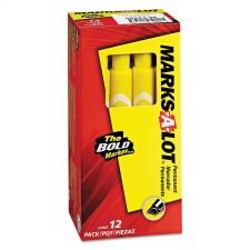 Avery MARKS A LOT Large Desk-Style Permanent Marker, Broad Chisel Tip, Yellow, Dozen (8882)