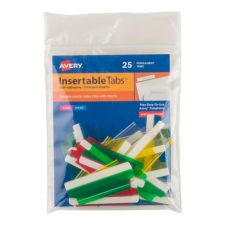 Avery Self-Adhesive Index Tabs With Printable Inserts, 2", Assorted, Pack Of 25