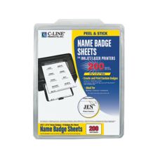 C-Line Name Tag Label Sheets for Laser/Inkjet Printers - White, Peel & Stick, 8/Sheet, 3-3/8 x 2-1/3, 200/BX, 92377
