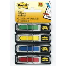 Post-it Notes Arrow Flags, 1/2", Assorted Primary Colors, 24 Flags Per Pad, Pack Of 4 Pads
