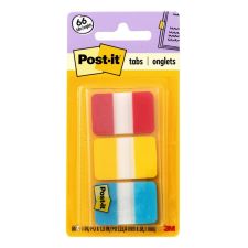 Post-it Notes Durable Filing Tabs, 1" x 1-1/2", Blue/Red/Yellow, 22 Flags Per Pad, Pack Of 3 Pads