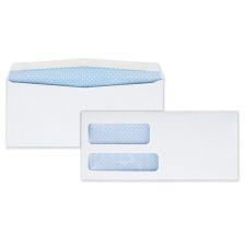 Quality Park #8 5/8 Double-Window Envelopes, Left Windows (Top/Bottom), Gummed Seal, White, Box Of 500