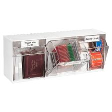 Deflecto Interlocking Horizontal Tilt Bin, 3 Bins, Small Size, 3 3/10" x 23 5/8" x 3 5/8", White/Clear