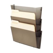 deflecto Unbreakable DocuPocket Wall File, 3 Sections, Letter Size, 14.5" x 3" x 6.5", Smoke, 3/Pack