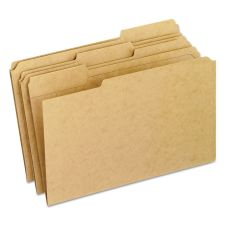 Pendaflex Dark Kraft File Folders with Double-Ply Top, 1/3-Cut Tabs: Assorted, Legal Size, 0.75" Expansion, Brown, 100/Box