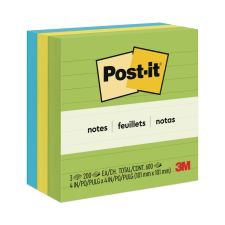Post-it Notes Original Pads in Floral Fantasy Collection Colors, Note Ruled, 4" x 4", 200 Sheets/Pad, 3 Pads/Pack