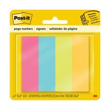 Post-it Notes Page Markers, 1" x 3", Ultra Colors, 50 Per Pad, Pack Of 4 Pads