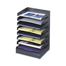 Safco Steel Horizontal-Tray Desktop Sorter, Eight Sections, Letter Size Files, 12" x 9.5" x 17.75", Black