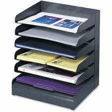 Safco Steel Six-Shelf Desk Tray Sorter, Six Sections, Letter Size Files, 12 x 9.5 x 13.5, Black