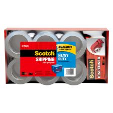 Scotch Heavy Duty Shipping Packing Tape, 12 Tape Rolls with 1 Dispenser, 1 7/8x 54.6 yd, 1" Core, Designed - 385012BD