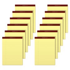 TOPS Docket Gold Premium Writing Pads, 8 1/2" x 11 3/4", Legal Ruled, 50 Sheets, Canary, Pack Of 12 Pads