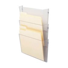 deflecto Unbreakable DocuPocket Wall File, 3 Sections, Letter Size, 14.5" x 3" x 6.5", Clear, 3/Pack