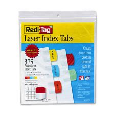 Redi-Tag Laser and Inkjet Printable Index Tabs, 1/5-Cut, Assorted Colors, 1.13" Wide, 375/Pack