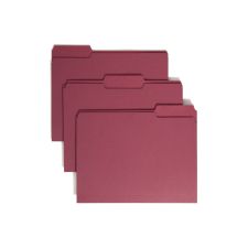 Smead 1/3-Cut Color Top-Tab File Folders, Letter Size, Maroon, Box Of 100