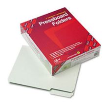 Smead 1/3-Cut Pressboard Top-Tab Folders, Letter Size, 100% Recycled, Gray/Green, Box Of 25