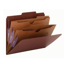Smead Classification Folders, 2 Dividers, 2" Expansion, Letter Size, 60% Recycled, Red, Box Of 10