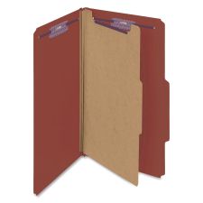 Smead Classification Folders, Pressboard With SafeSHIELD Fasteners, 1 Divider, 2" Expansion, Legal Size, 60% Recycled, Red, Box Of 10