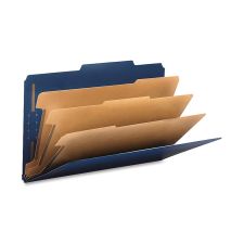 Smead Classification Folders, Top-Tab With SafeSHIELD Coated Fasteners, 3 Dividers, 3" Expansion, Legal Size, 50% Recycled, Dark Blue, Box Of 10