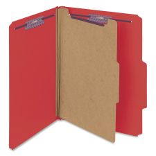 Smead Classification Folders, With SafeSHIELD Coated Fasteners, 1 Divider, 2" Expansion, Letter Size, Red, Box Of 10
