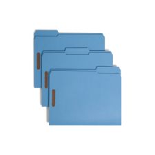 Smead Color Reinforced Tab Fastener Folders, Letter Size, 1/3 Cut, Blue, Pack Of 50 (12040)