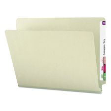 Smead Extra-Heavy Recycled Pressboard End Tab Folders, Straight Tabs, Letter Size, 1" Expansion, Gray-Green, 25/Box
