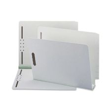 Smead Pressboard End-Tab Folders With SafeSHIELD Fasteners, Straight-Cut, 3" Expansion, Letter Size, 60% Recycled, Gray/Green, Box Of 25