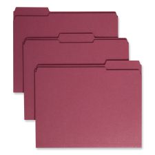 Smead Reinforced Top Tab Colored File Folders, 1/3-Cut Tabs: Assorted, Letter Size, 0.75" Expansion, Maroon, 100/Box