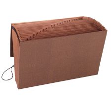 Smead TUFF Expanding File With Flap & Elastic Cord, 21 Pockets, A-Z, 15" x 10" Legal Size, 30% Recycled, Brown