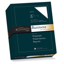 Southworth 100% Cotton Business Multi-Use Printer & Copy Paper, 1 Ream, White, Letter (8.5" x 11"), 500 Sheets Per Ream, 20 Lb, 94 Brightness