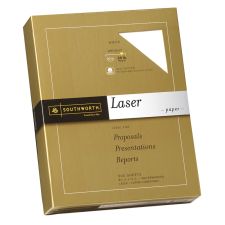 Southworth 25% Cotton Laser Paper, 8 1/2" x 11", 24 Lb, White, Box Of 500