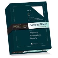 Southworth Diamond White 25% Cotton Business Paper, 8 1/2" x 11", 20 Lb, White, Box Of 500