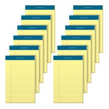TOPS Docket Writing Pads, 5" x 8", Legal Ruled, 50 Sheets, Canary, Pack Of 12 Pads